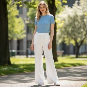 Area‎ Stars Womens Wide Leg Trousers Light Grey Elastic Back Pants Size M NEW